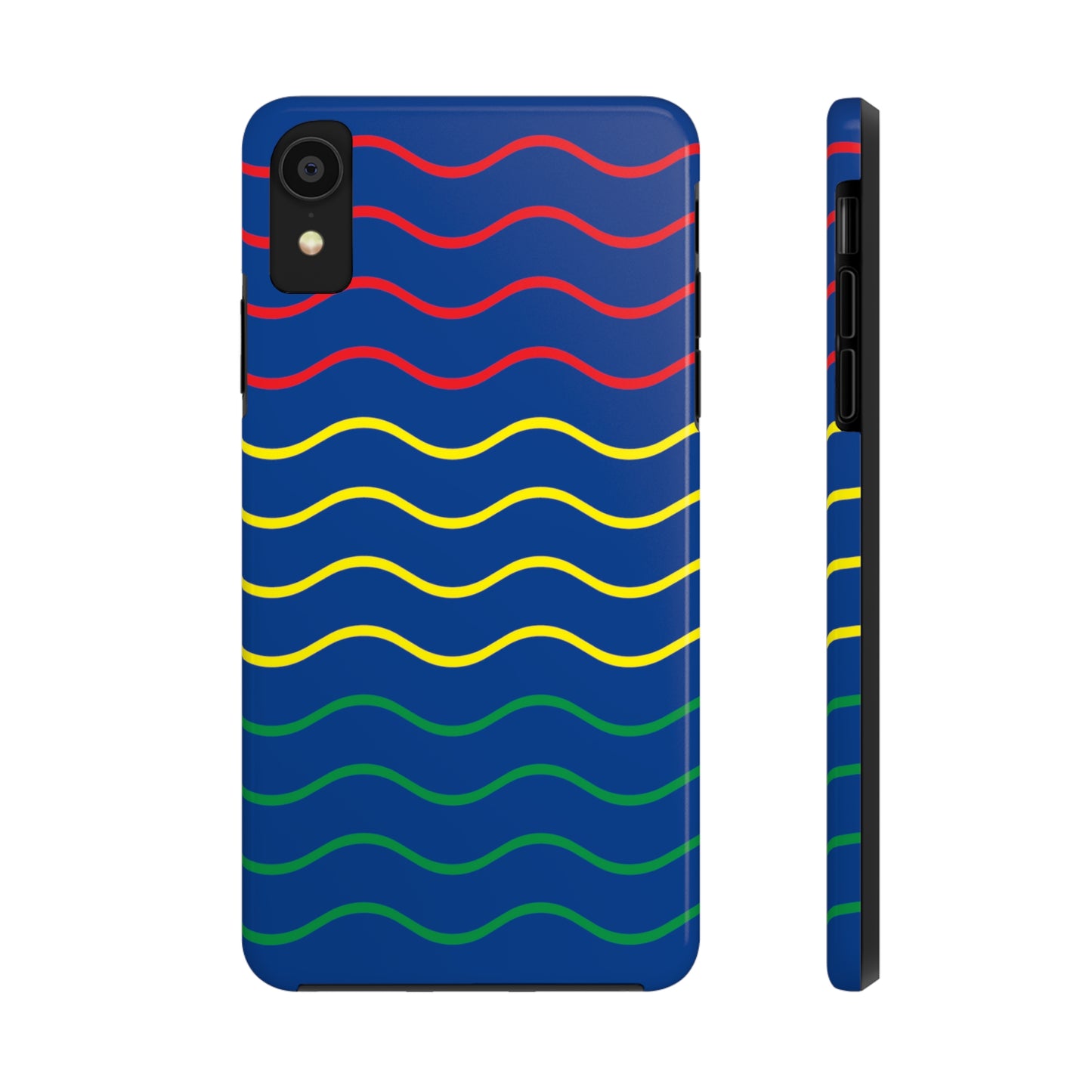 Rastafarian Chevron Pattern Phone Case, Vibrant Color Design, Unique Rasta Phone Cover, Stylish Protective Case (Navy Blue Background)