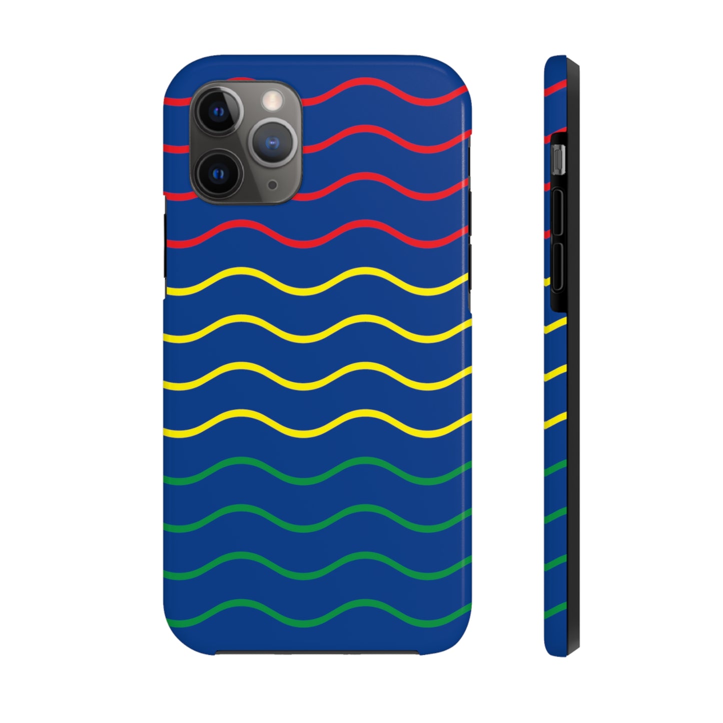 Rastafarian Chevron Pattern Phone Case, Vibrant Color Design, Unique Rasta Phone Cover, Stylish Protective Case (Navy Blue Background)