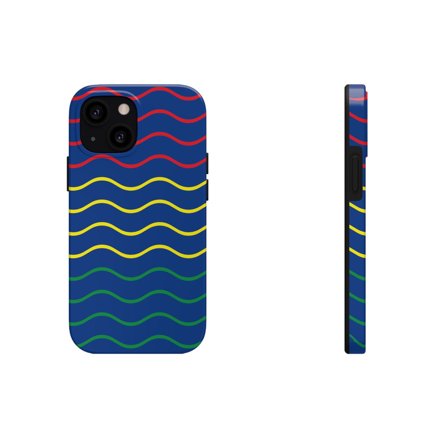 Rastafarian Chevron Pattern Phone Case, Vibrant Color Design, Unique Rasta Phone Cover, Stylish Protective Case (Navy Blue Background)