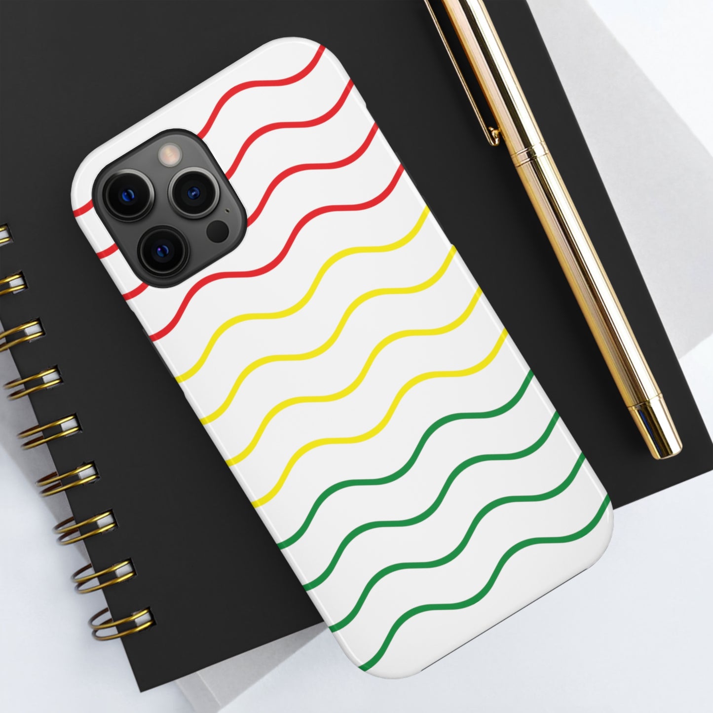 Rastafarian Chevron Pattern Phone Case, Vibrant Color Design, Unique Rasta Phone Cover, Stylish Protective Case