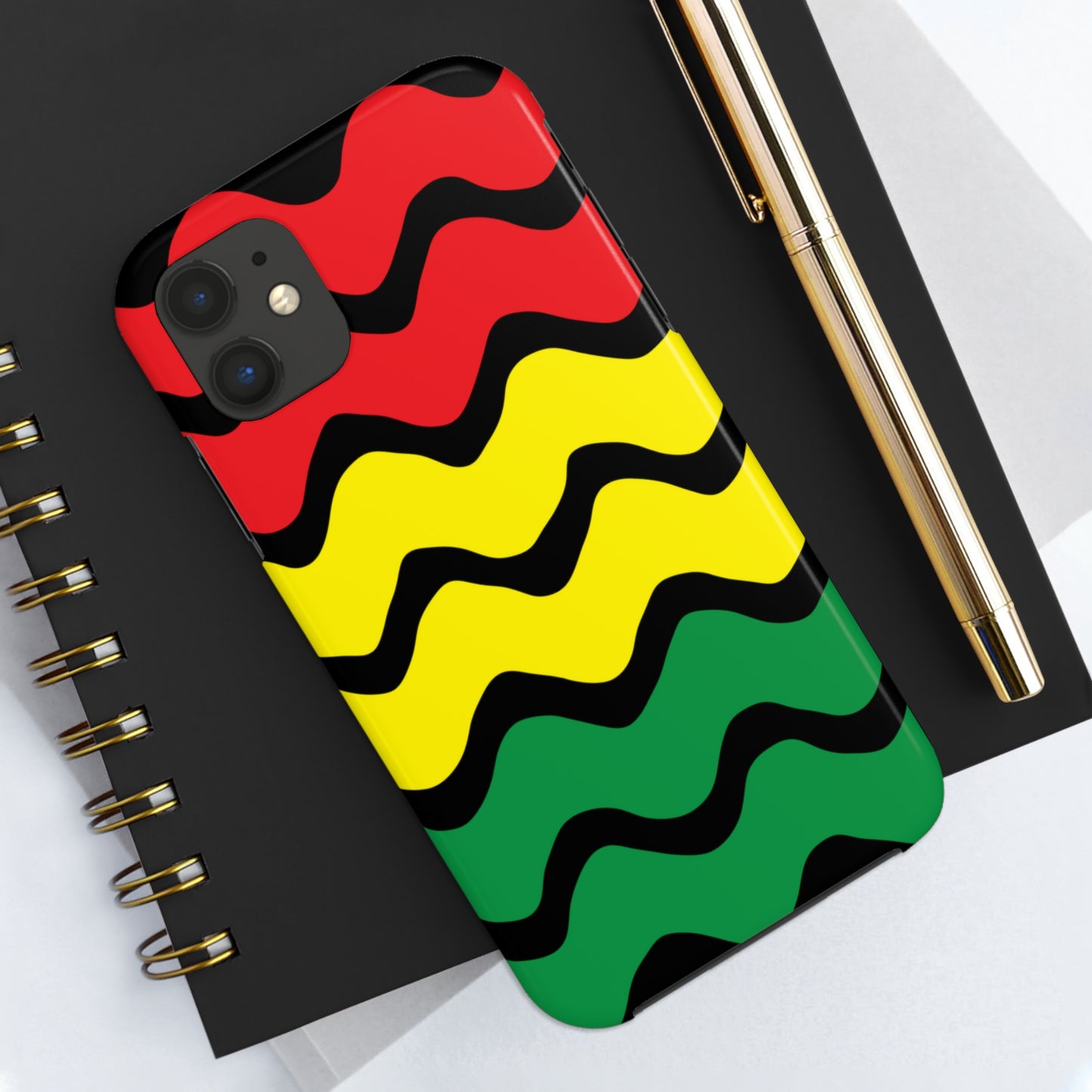 Rastafarian Chevron Pattern Phone Case, Vibrant Color Design, Unique Rasta Phone Cover, Stylish Protective Case