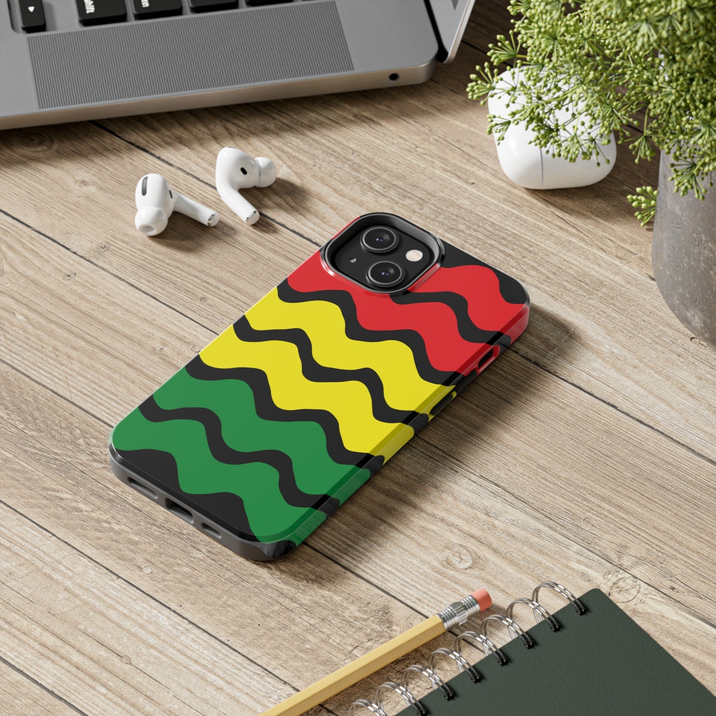 Rastafarian Chevron Pattern Phone Case, Vibrant Color Design, Unique Rasta Phone Cover, Stylish Protective Case