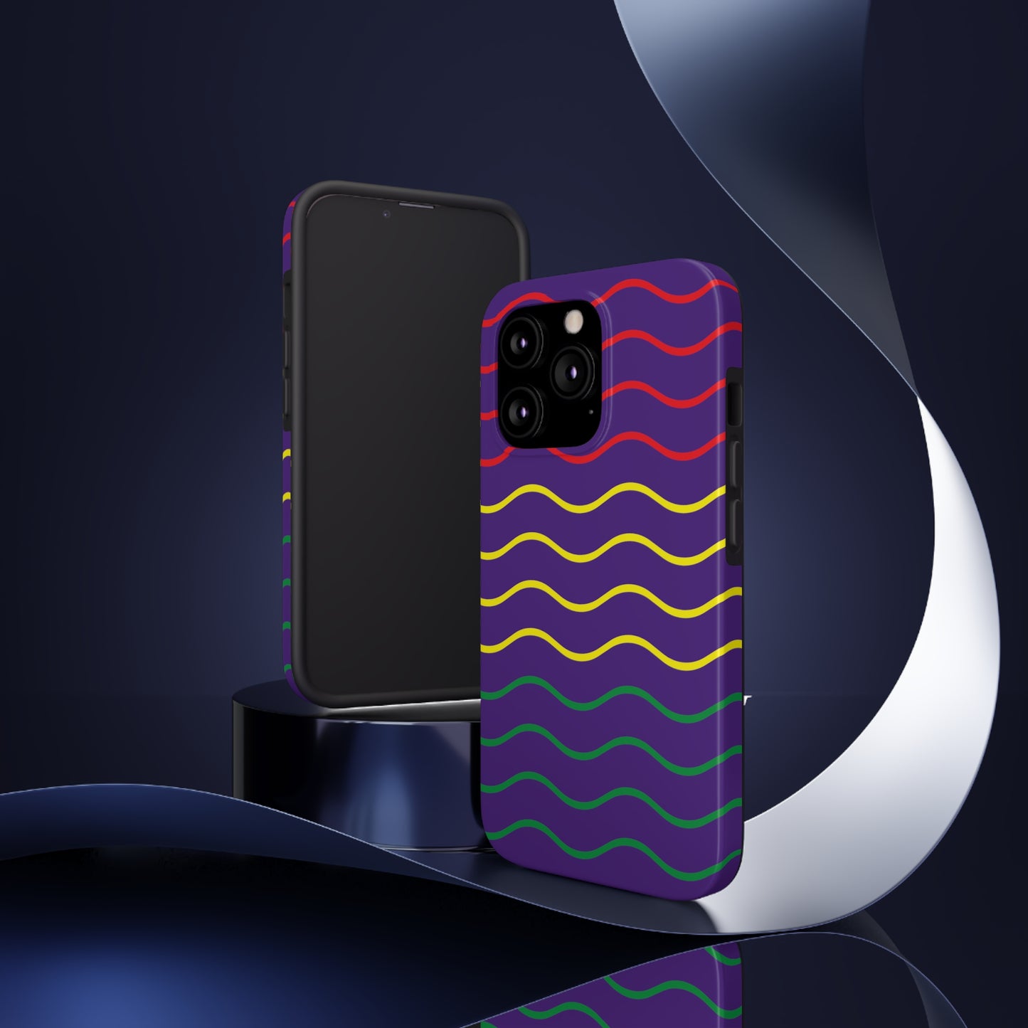 Rastafarian Chevron Pattern Phone Case, Vibrant Color Design, Unique Rasta Phone Cover, Stylish Protective Case (Purple Background)