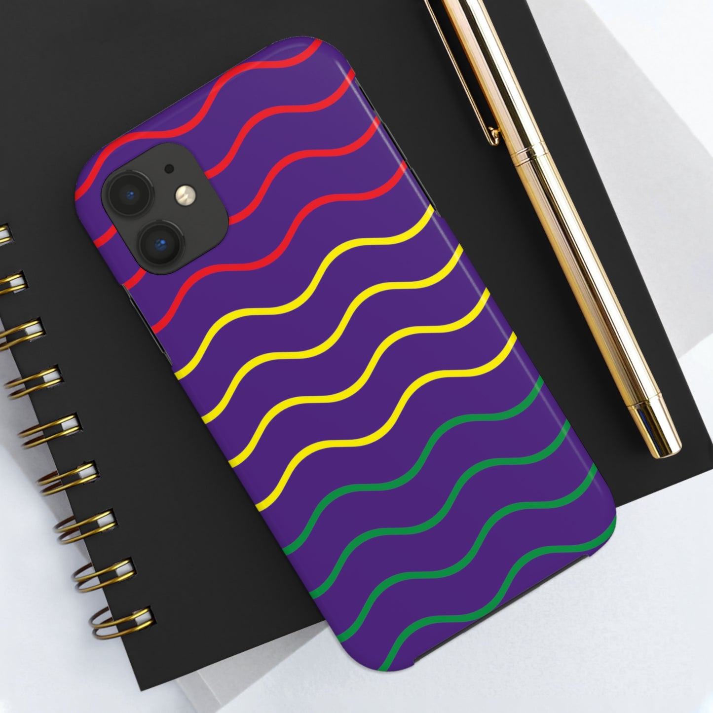 Rastafarian Chevron Pattern Phone Case, Vibrant Color Design, Unique Rasta Phone Cover, Stylish Protective Case (Purple Background)