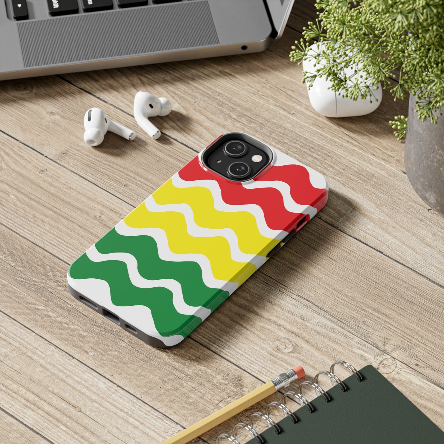 Rastafarian Chevron Pattern Phone Case, Vibrant Color Design, Unique Rasta Phone Cover, Stylish Protective Case