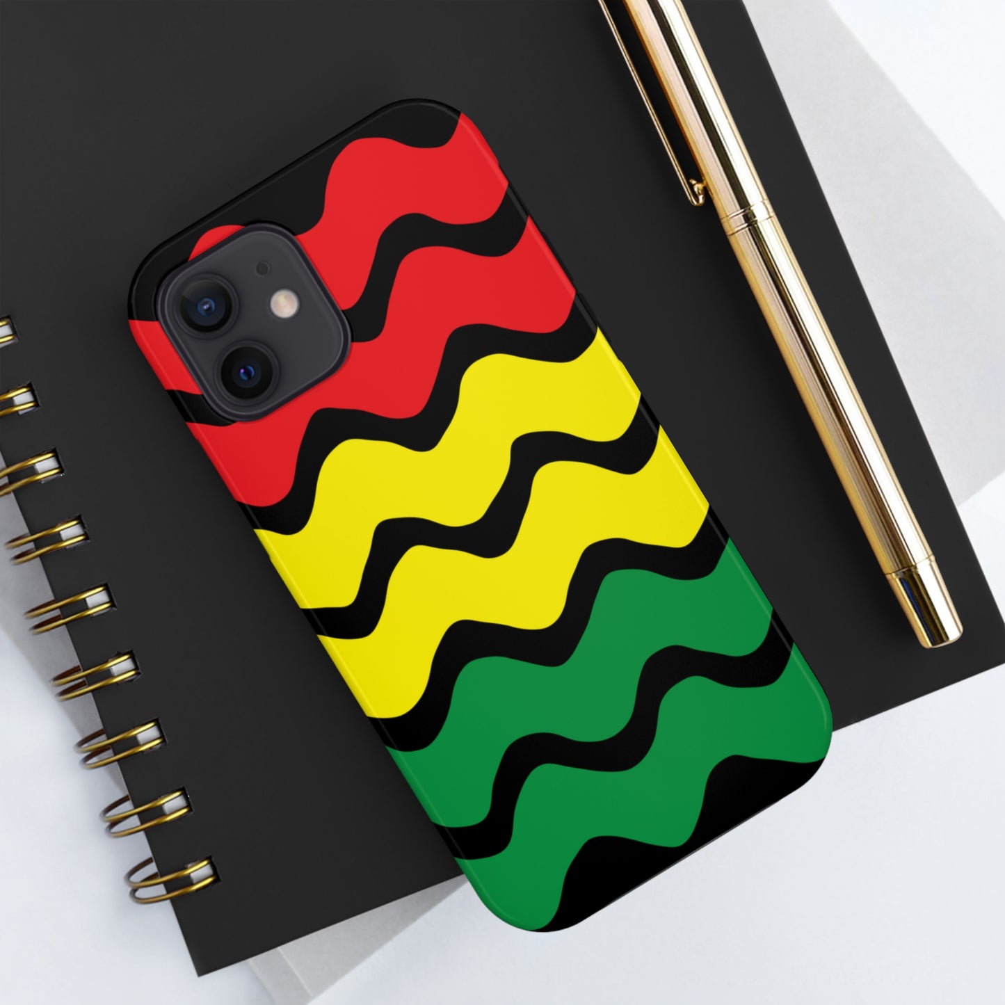 Rastafarian Chevron Pattern Phone Case, Vibrant Color Design, Unique Rasta Phone Cover, Stylish Protective Case