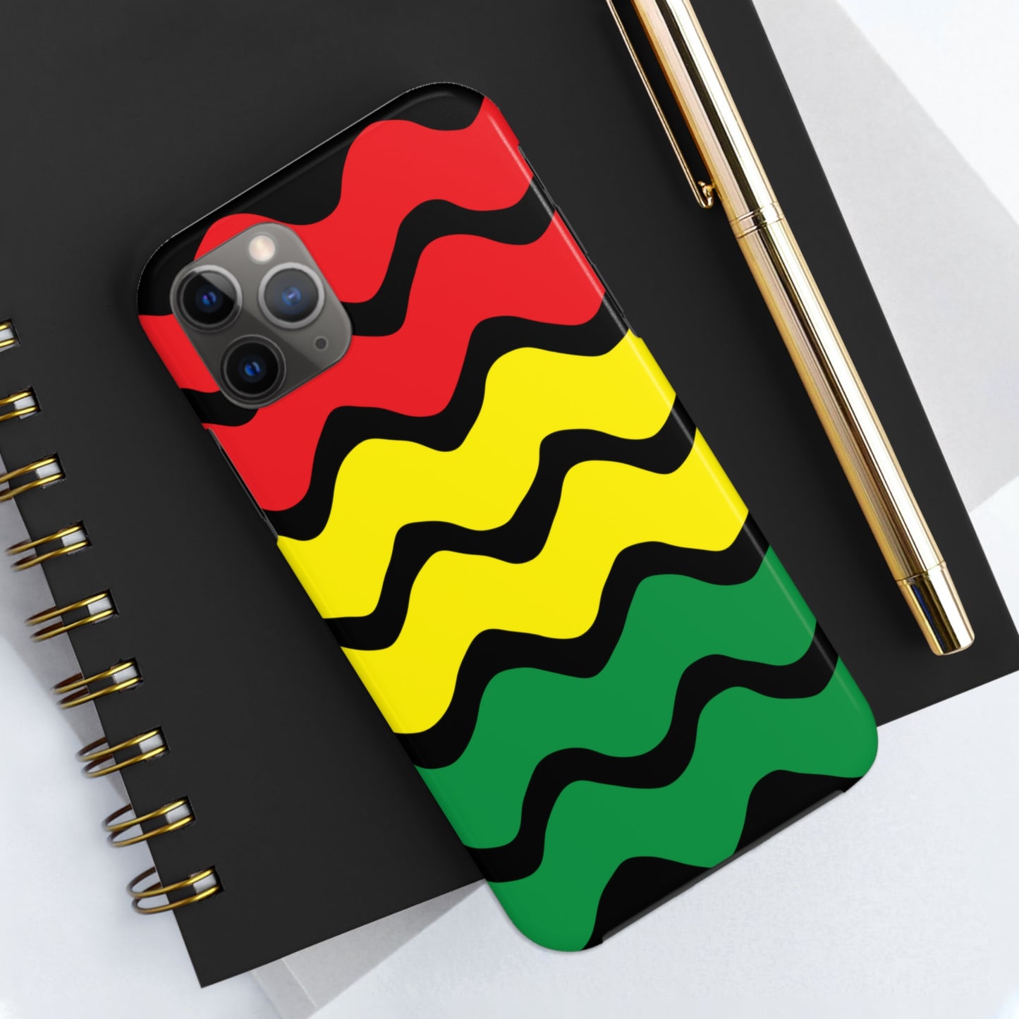 Rastafarian Chevron Pattern Phone Case, Vibrant Color Design, Unique Rasta Phone Cover, Stylish Protective Case