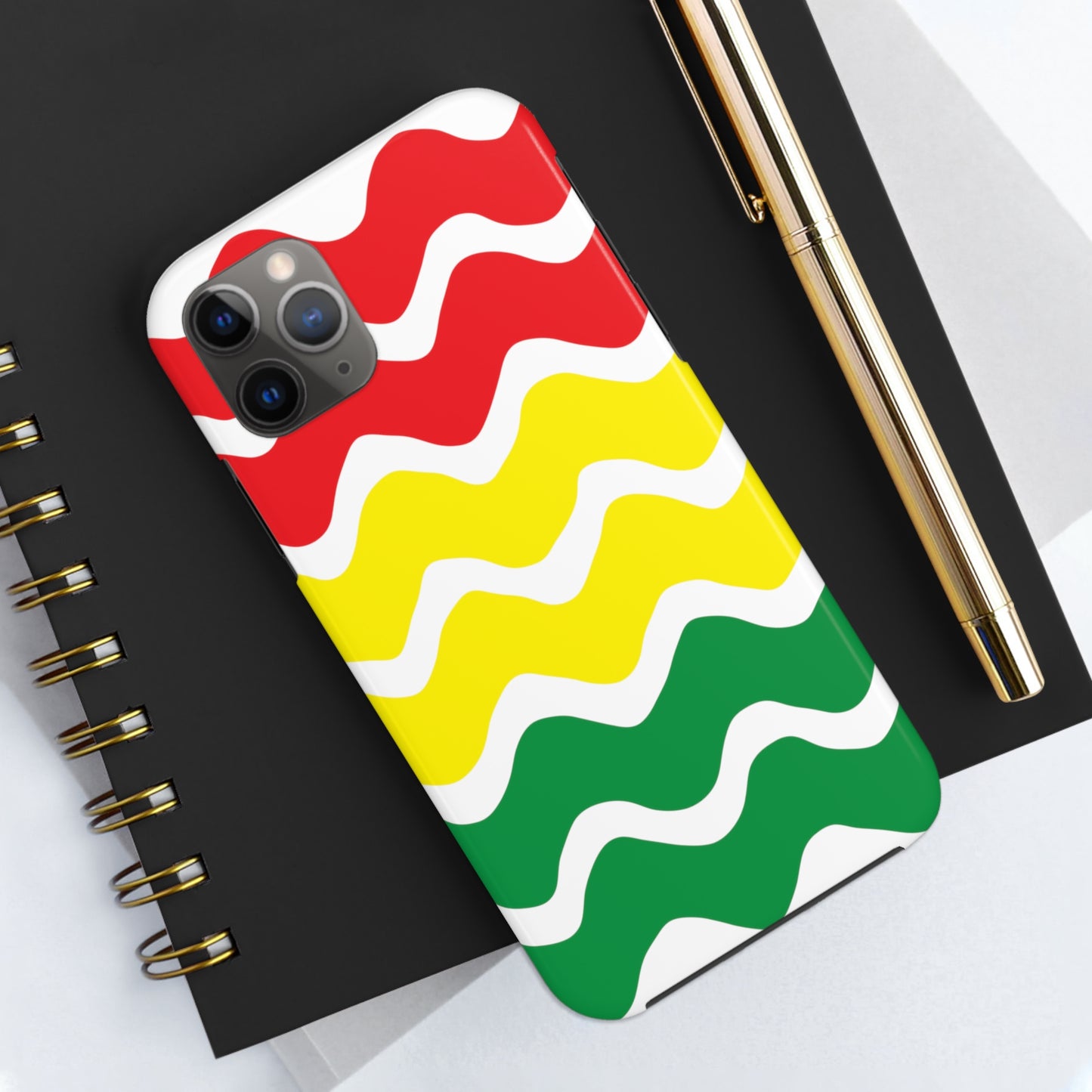 Rastafarian Chevron Pattern Phone Case, Vibrant Color Design, Unique Rasta Phone Cover, Stylish Protective Case