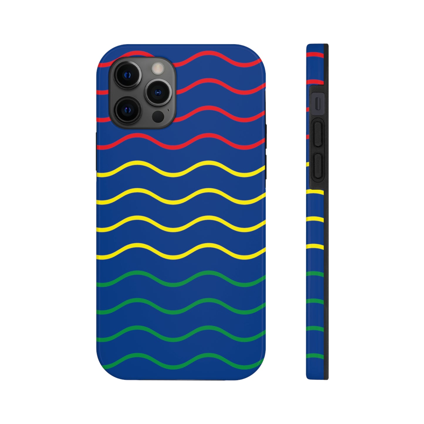 Rastafarian Chevron Pattern Phone Case, Vibrant Color Design, Unique Rasta Phone Cover, Stylish Protective Case (Navy Blue Background)