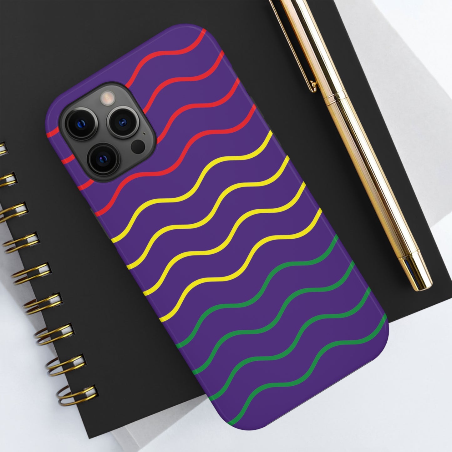 Rastafarian Chevron Pattern Phone Case, Vibrant Color Design, Unique Rasta Phone Cover, Stylish Protective Case (Purple Background)