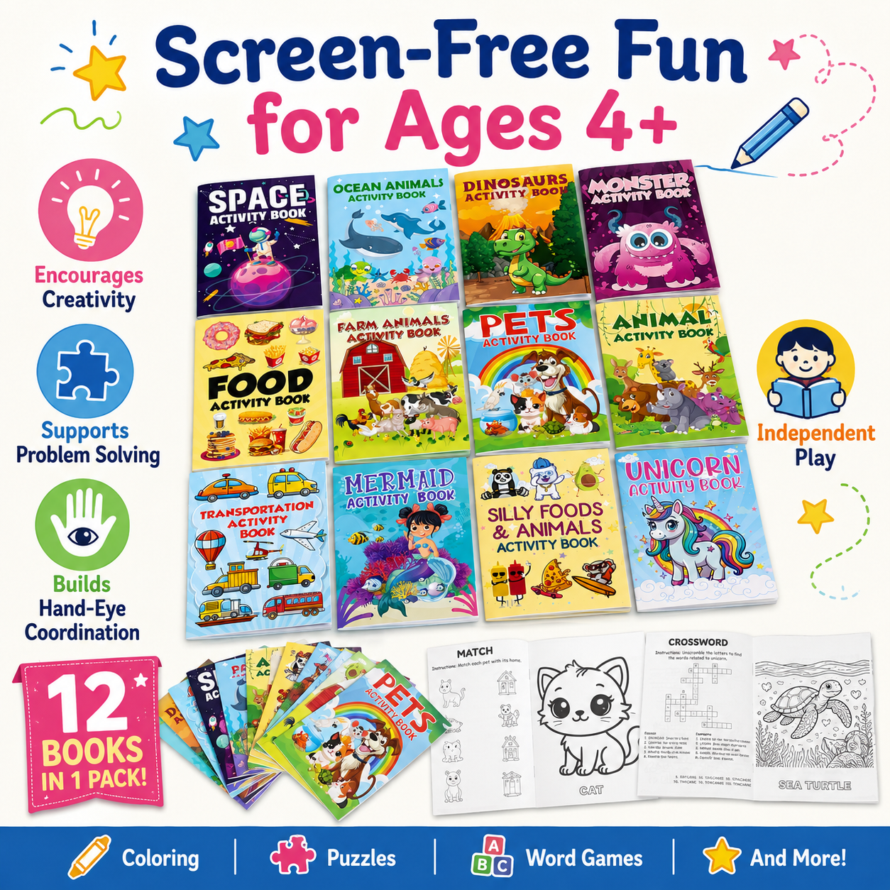 12-Pack Mini Coloring Activity Books for Kids Ages 4+ – Party Favors, Goodie Bag Stuffers, Classroom Rewards & Travel Activities