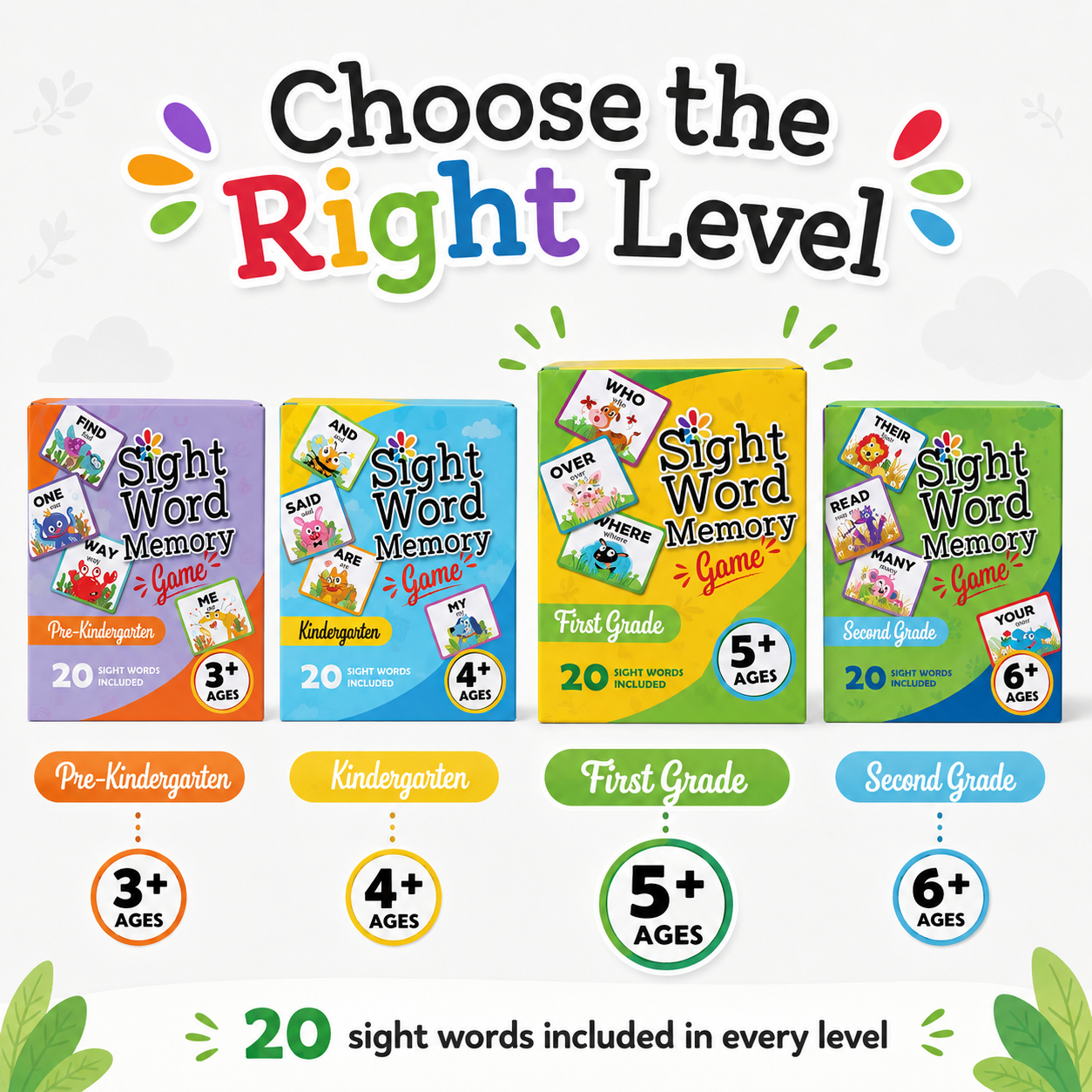 Sight Word Memory Game — Pre-K
