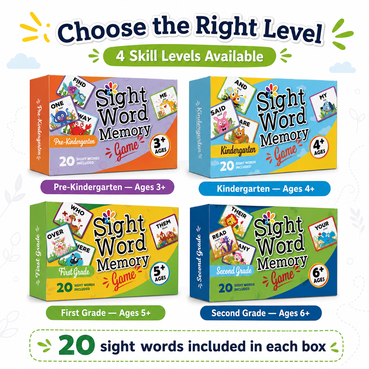 Sight Word Memory Game — Pre-K