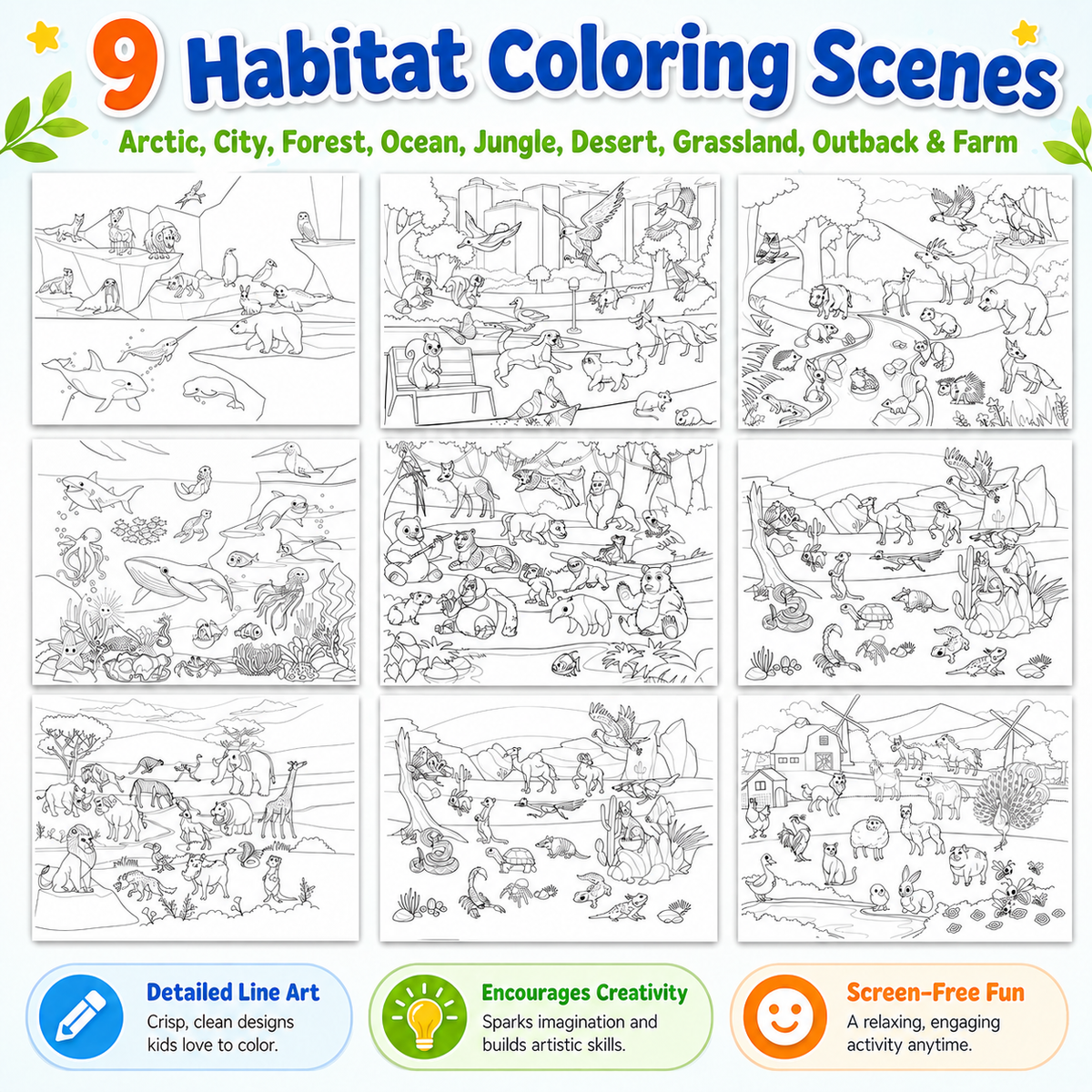 Animal Habitats Sticker & Coloring Book