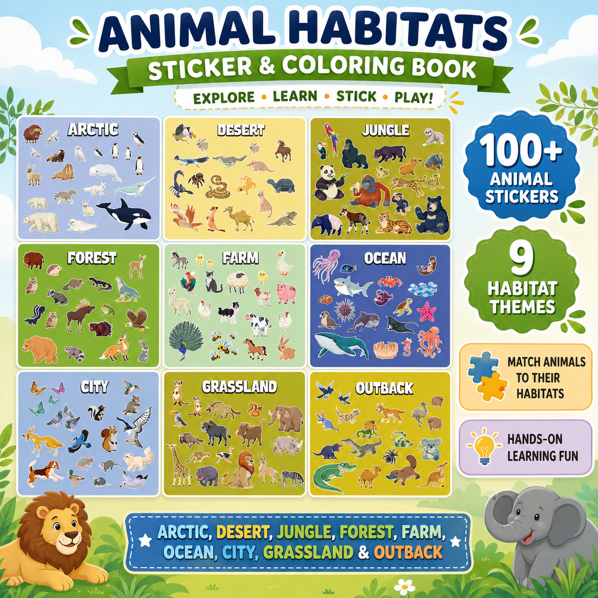 Animal Habitats Sticker & Coloring Book